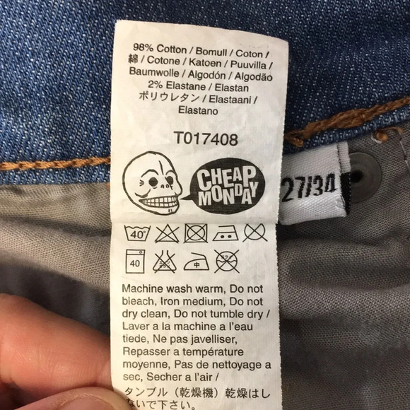 Cheap Monday‎ Narrow Cobra Blue Slim Skinny Jeans Womens 27x34 Medium Wash - Picture 11 of 11